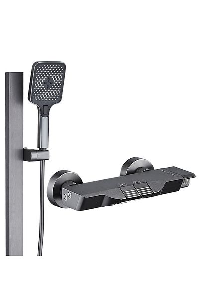 ferrara La Brocca BAS005 Shower Set, 2 Functions, High Pressure, Adjustable Jet, Matte Black