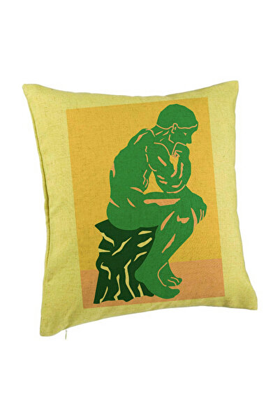 BEKZ Perna Decorativa, Model The Thinker, 40x40 cm, Verde, Husa Detasabila, Burduf