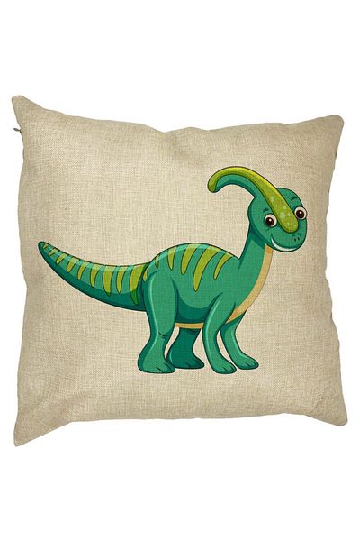BEKZ Față de pernă pătrată pentru copii, cu dinozauri, verde, 40x40 cm