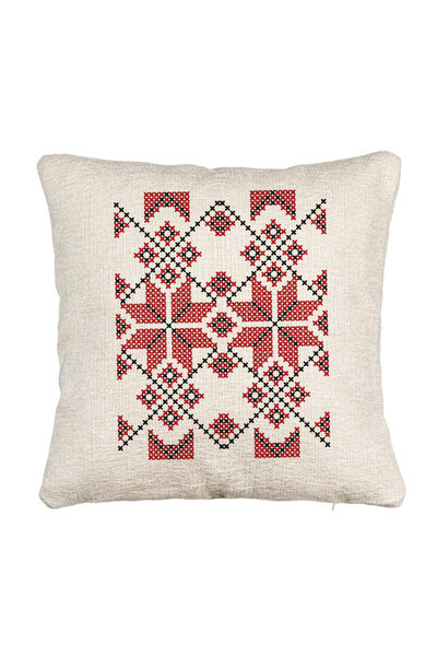 BEKZ Perna Decorativa Canapea, Model cu Motive Romanesti, 40x40 cm, Cu fermoar