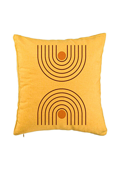 BEKZ Față de pernă, model cu linii abstracte, 40x40 cm, galbenă