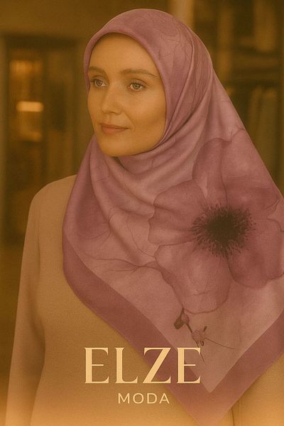 ELZE MODA شال من قماش الفوال القطني منقوش