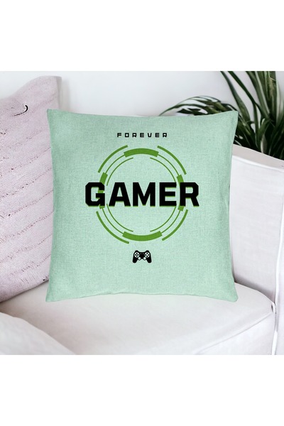 BEKZ Perna Decorativa, Model Forever Gamer, 40x40 cm, Verde Menta, Husa Detas...