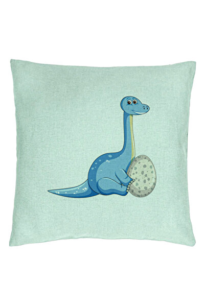 BEKZ Pernă decorativă, model pentru copii, dinozaur cu ouă, 40x40 cm, verde m...