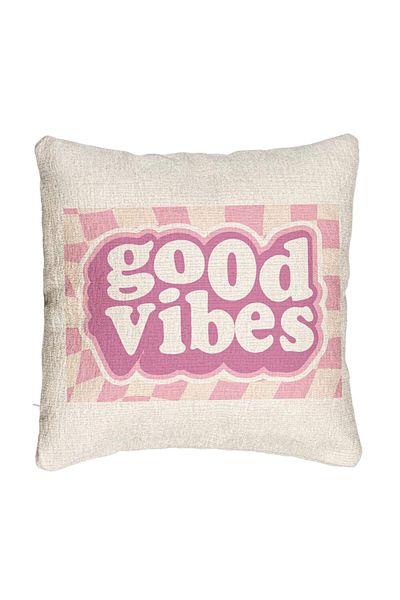 BEKZ Fata de perna Canapea, Model Good Vibes, 40x40 cm, Cu fermoar