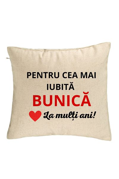 BEKZ Perna Decorativa pentru Bunica 16, 40x40 cm, Bej, Husa Detasabila, Burduf