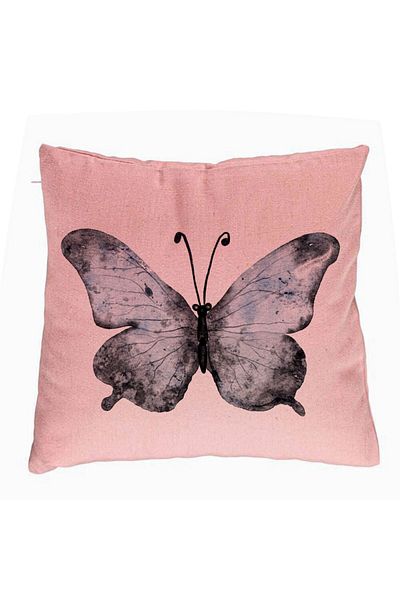 BEKZ Perna Decorativa, Model Fluture 1, Blue and Black 40x40 cm, Roz, Husa Detasabila, Burduf