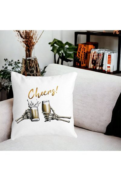 BEKZ Halloween Pillowcase With Cheers Text, 40x40 Cm, White, Matte