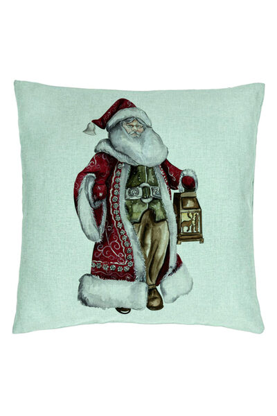 BEKZ Perna Decorativa cu Mos Craciun 1, 40x40 cm, Verde Menta, Husa Detasabil...