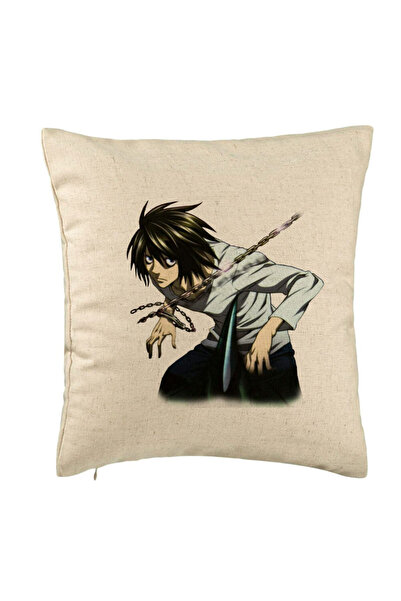 BEKZ Decorative Pillow with Death Note L, 40x40 cm, Beige, Removable Cover, B...