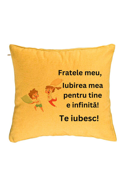 BEKZ Perna Decorativa Fratele meu 6, 40x40 cm, Galben, Husa Detasabila, Burduf