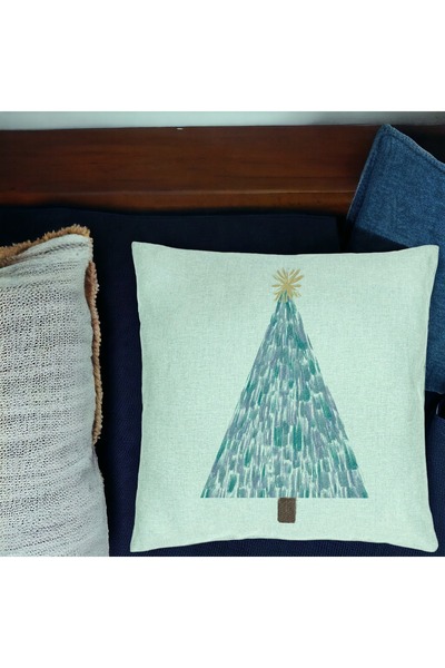BEKZ Perna Decorativa cu tematica Craciun, Brad, 3, 40x40 cm, Verde Menta, Hu...