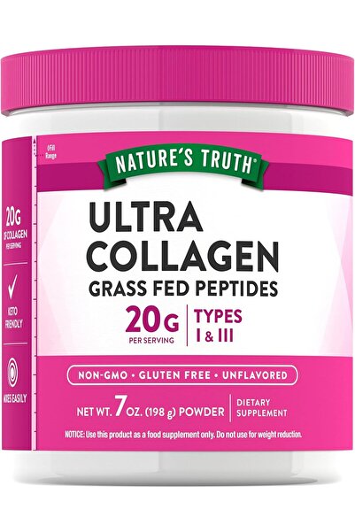 Nature's Truth Unflavored Ultra Collagen Powder Type I & III, Hydrolyzed, 7.0 oz