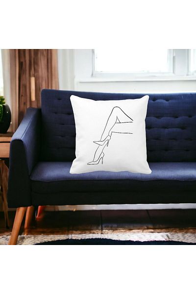 BEKZ Pillowcase Abstract Lines Woman Legs, 40x40 Cm, White, Matte