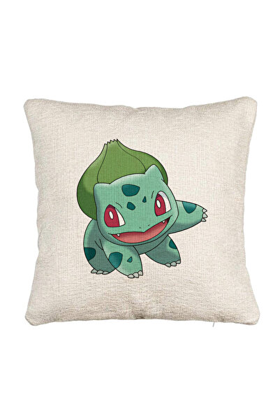 BEKZ Perna Decorativa Canapea, Model copii Bulbasaur, 40x40 cm, Cu fermoar
