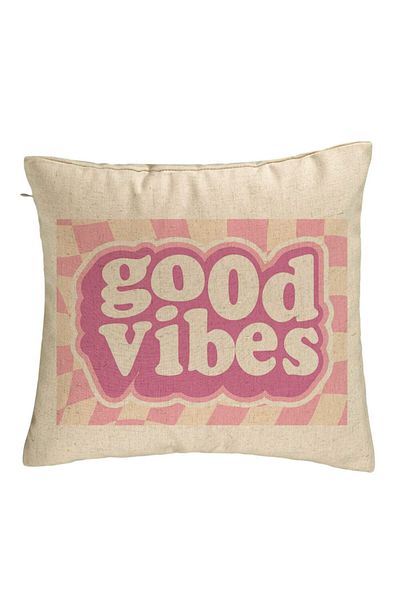 BEKZ Perna Decorativa, Model Good Vibes, 40x40 cm, Bej, Husa Detasabila, Burduf