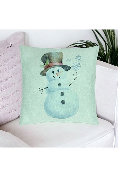 BEKZ Față de pernă de Crăciun cu om de zăpadă, 2 buc, 40x40 cm, verde mentă
