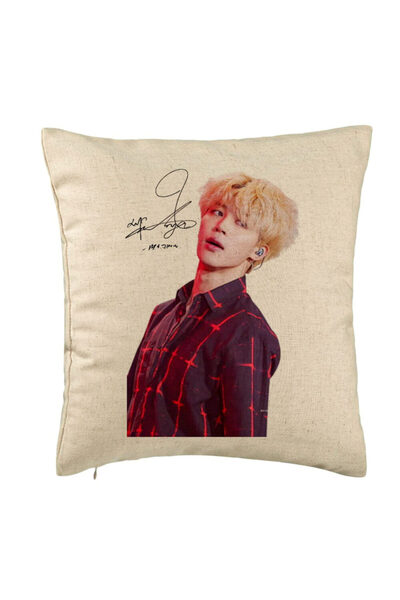 BEKZ BTS Jimin Decorative Pillow 2, 40x40 cm, Beige, Removable Cover, Bellows