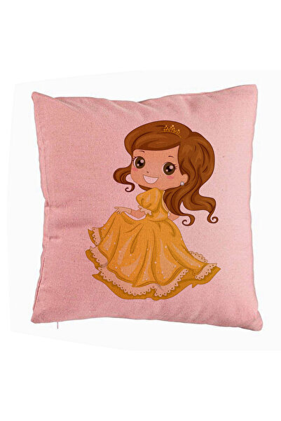 BEKZ Perna Decorativa, Model Printesa cu Coroana, 40x40 cm, Roz, Husa Detasab...