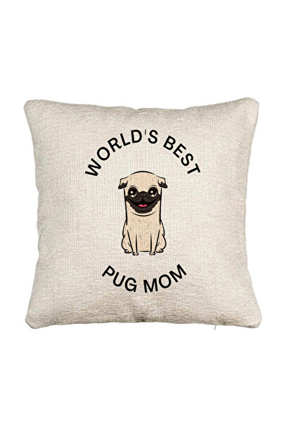BEKZ Perna Decorativa Canapea, Model World's Best Pug Mom, 40x40 cm, Cu ...