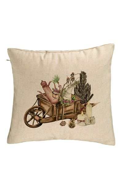 BEKZ Perna Decorativa cu tematica de Craciun, 18, 40x40 cm, Bej, Husa Detasabila, Burduf