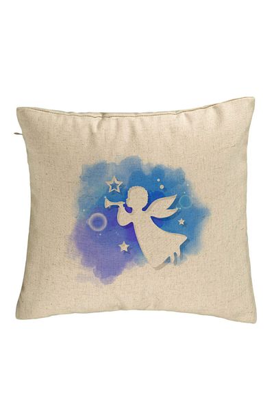 BEKZ Perna Decorativa cu tematica de Craciun, Inger, 40x40 cm, Bej, Husa Detasabila, Burduf