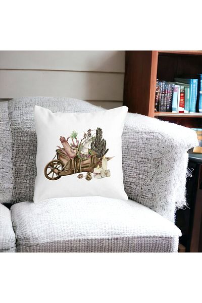 BEKZ Christmas Themed Pillowcase, 18, 40x40 Cm, White, Matte