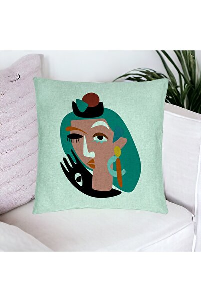 BEKZ Perna Decorativa, Model Picasso style, 40x40 cm, Verde Menta, Husa Detas...