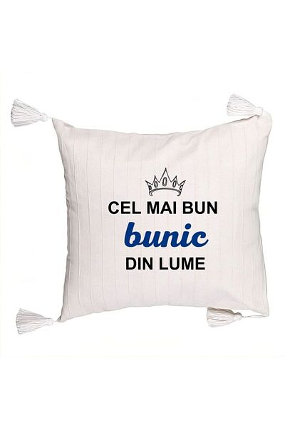 BEKZ Decorative Pillow with Fringes for Grandpa 1, 45x45 cm, With zipper