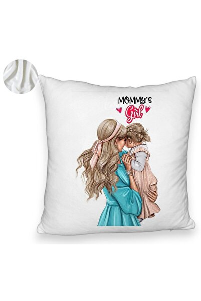 BEKZ Perna Decorativa Fluffy, Model Mommy's Girl, 40x40 cm, Alba, Husa Detasabila, Burduf