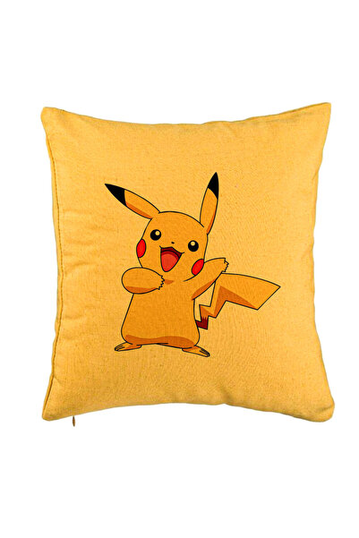 BEKZ Perna Decorativa, Model copii Pikachu, 40x40 cm, Galben, Husa Detasabila...