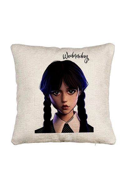 BEKZ Fata de perna Canapea, Model Wednesday Addams 8, 40x40 cm, Cu fermoar