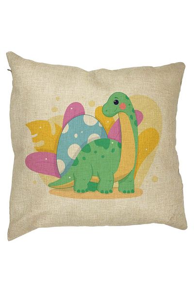BEKZ Față de pernă pătrată cu dinozaur galben-verde, 40x40 cm