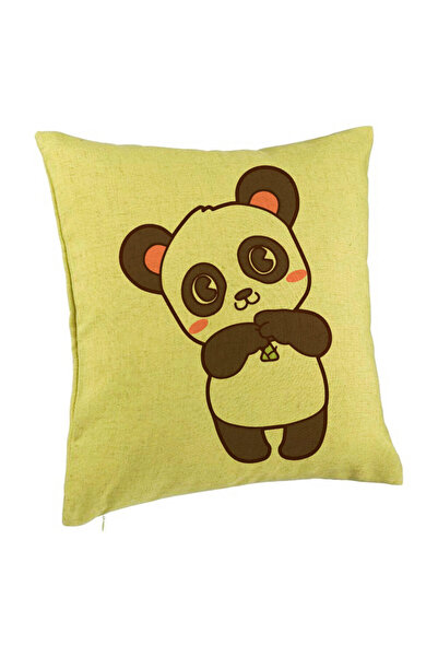 BEKZ Față de pernă, model urs panda, 40x40 cm, verde