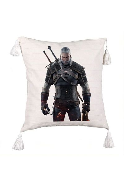 BEKZ The Witcher 2 Fringed Pillowcase, 45x45 cm, Ecru, With zipper