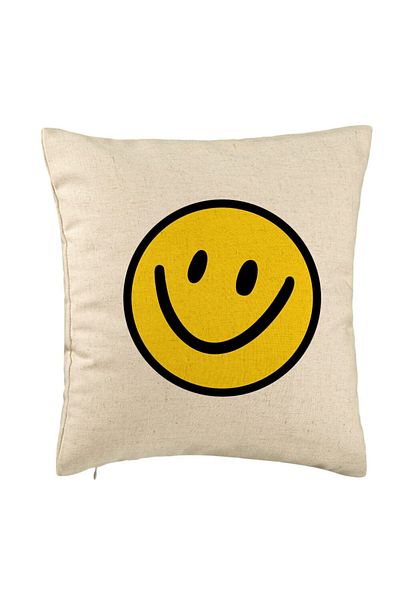 BEKZ Perna Decorativa, Model Smiley Face 2, 40x40 cm, Bej, Husa Detasabila, Burduf