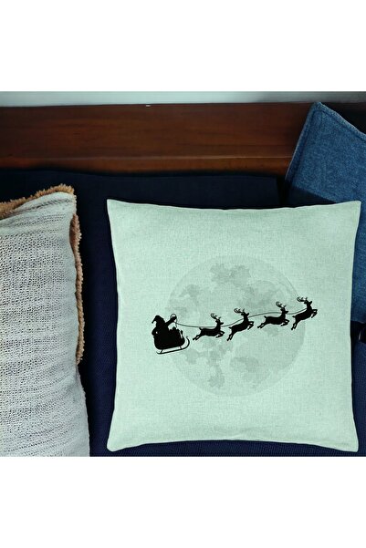 BEKZ Perna Decorativa de Craciun Reni la Sanie, 40x40 cm, Verde Menta, Husa D...