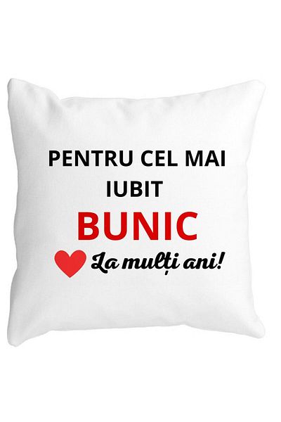 BEKZ Perna Decorativa pentru Bunicul 3, 40x40 cm, Alba, Mata, Husa Detasabila, Burduf