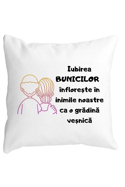 BEKZ Perna Decorativa pentru Bunici 10, 40x40 cm, Alba, Mata, Husa Detasabila, Burduf