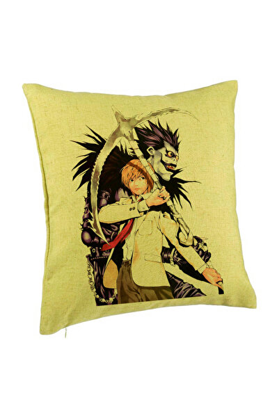 BEKZ Perna Decorativa cu Deathnote 1, 40x40 cm, Verde, Husa Detasabila, Burduf