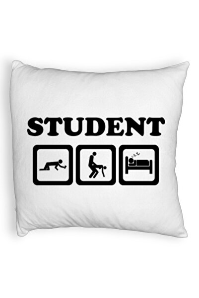 BEKZ Perna Decorativa Fluffy, Model Student, 40x40 cm, Alba, Husa Detasabila, Burduf