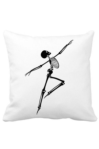 BEKZ Pillowcase With Halloween Skeleton 3 Motif, 40x40 Cm, White, Matte