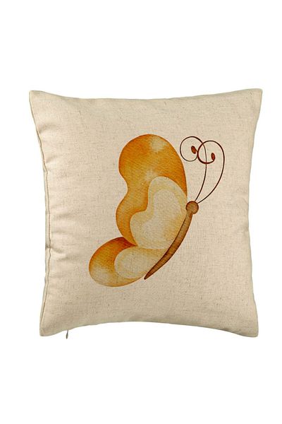 BEKZ Perna Decorativa, Model Brown Butterfly, 40x40 cm, Bej, Husa Detasabila, Burduf
