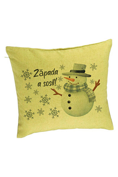 BEKZ Perna Decorativa de Craciun Om de Zapada si Text 2, 40x40 cm, Verde, Hus...