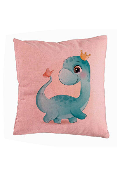 BEKZ Perna Decorativa, Model Blue Baby Dinozaur, 40x40 cm, Roz, Husa Detasabi...