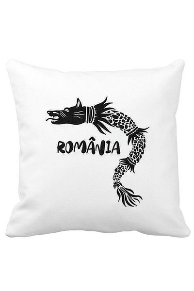 BEKZ Square Pillowcase Dacian Wolf Romania, 40x40 Cm, White, Matte