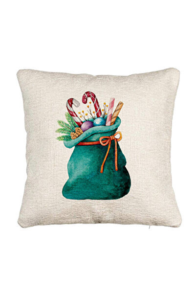 BEKZ Fata de perna Canapea Sacul lui Mos Craciun cu cadouri, 40x40 cm, Cu fermoar