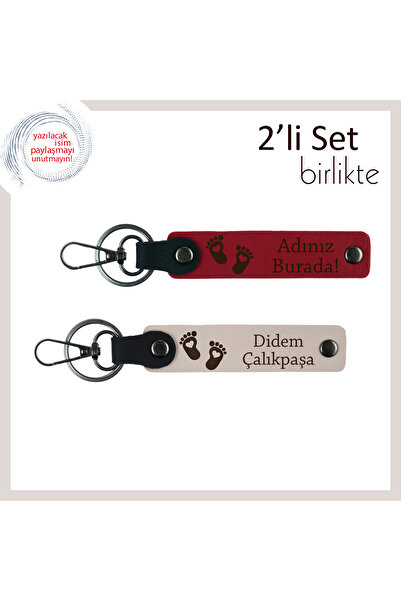 Miaju أجمل ذكرى بعد الولادة، سلسلة مفاتيح جلدية على شكل قلب، مسحوق أحمر