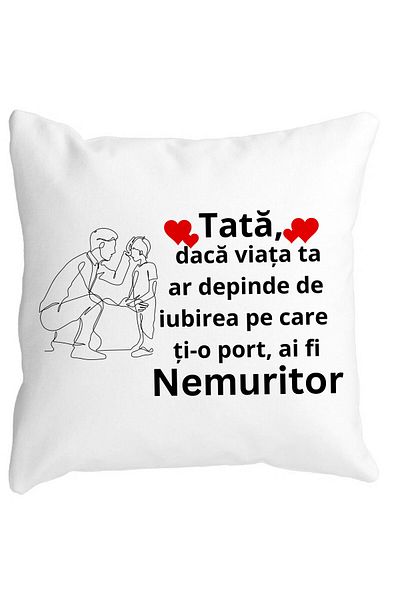 BEKZ Perna Decorativa pentru Tata 3,40x40 cm, Alba, Mata, Husa Detasabila, Burduf