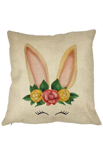 BEKZ Față de pernă pătrată cu model floral de iepuraș, 40x40 cm